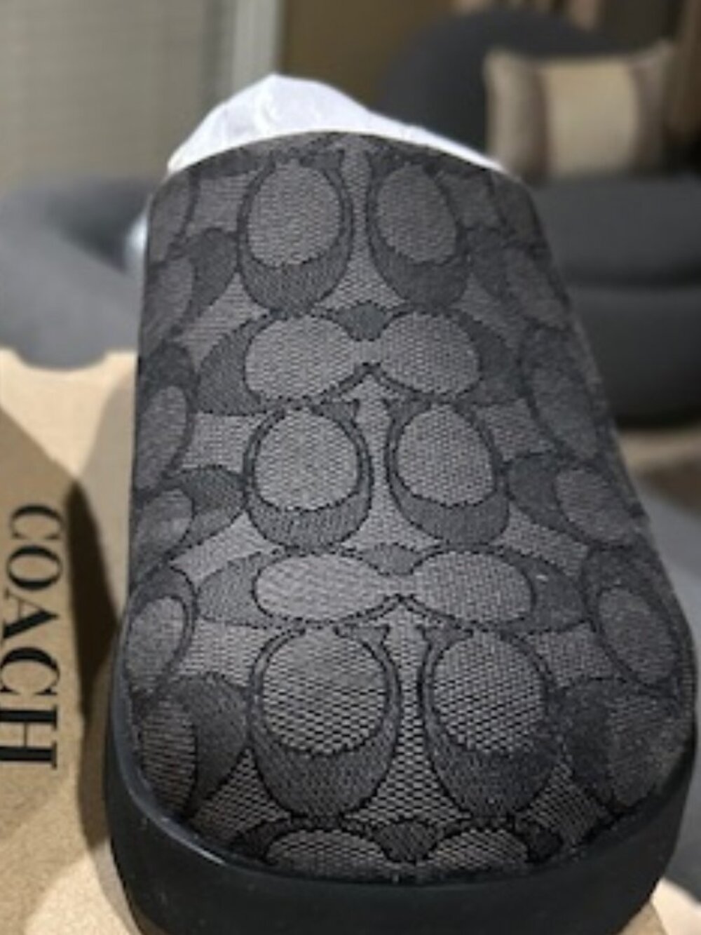 Coach Black/Charcoal COH Link Mule In Signature Jacquard - Picture 3 of 12